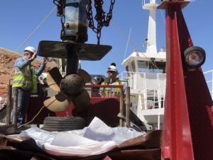 Lifting M/V Charles Hall Thruster